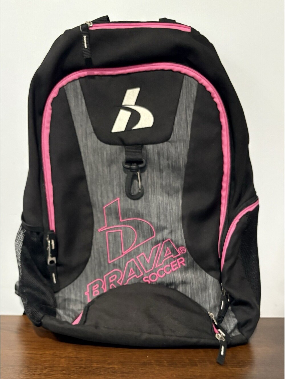 BRAVA Soccer Backpack Black Pink Shoe Compartment Kids School